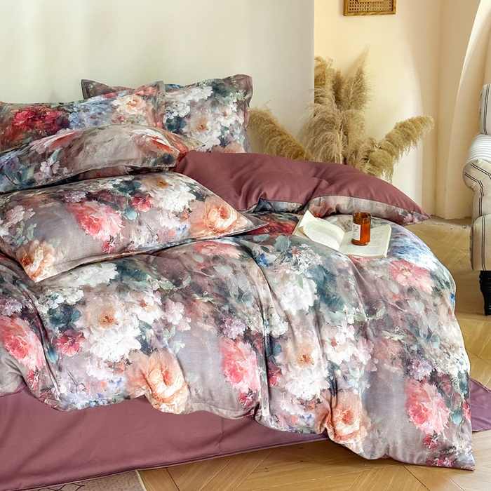 91家纺网 家纺一手货源 找家纺 桔禾家纺 2025新款田园花卉小清新直播加厚植物羊绒四件套高克重磨毛跨境四件套 大量现货 柏林花事