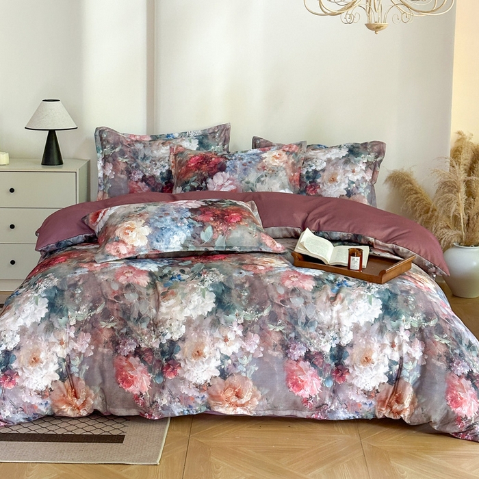 91家纺网 家纺一手货源 找家纺 桔禾家纺 2025新款田园花卉小清新直播加厚植物羊绒四件套高克重磨毛跨境四件套 大量现货 柏林花事