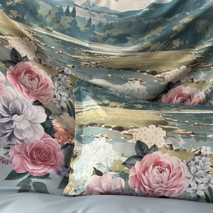 91家纺网 家纺一手货源 找家纺 桔禾家纺 2025新款田园花卉小清新直播加厚植物羊绒四件套高克重磨毛跨境四件套 大量现货 花团锦簇