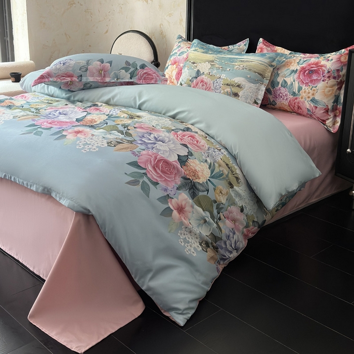 91家纺网 家纺一手货源 找家纺 桔禾家纺 2025新款田园花卉小清新直播加厚植物羊绒四件套高克重磨毛跨境四件套 大量现货 花团锦簇