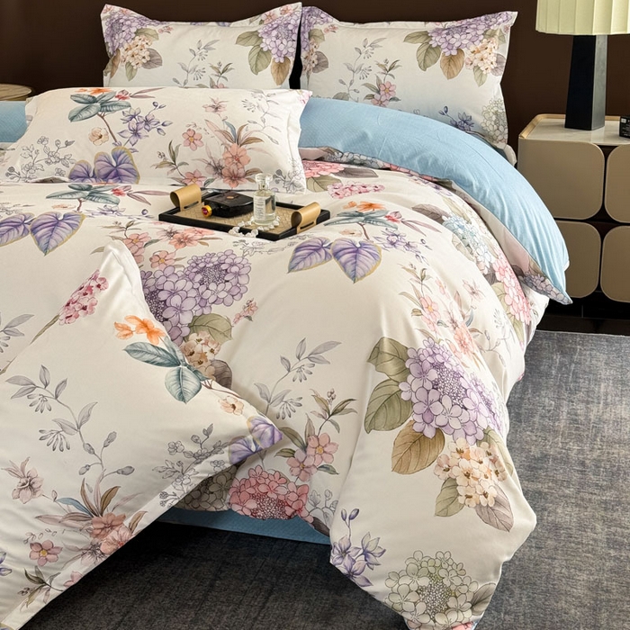 91家纺网 家纺一手货源 找家纺 桔禾家纺 2025新款田园花卉小清新直播加厚植物羊绒四件套高克重磨毛跨境四件套 大量现货 苏紫妮