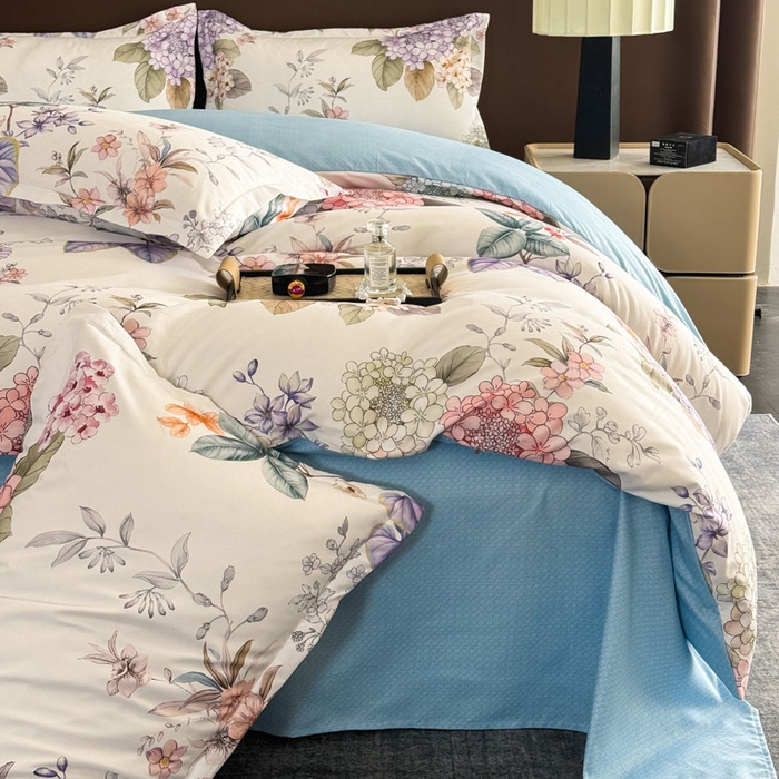 91家纺网 家纺一手货源 找家纺 桔禾家纺 2025新款田园花卉小清新直播加厚植物羊绒四件套高克重磨毛跨境四件套 大量现货 苏紫妮