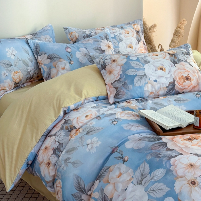 91家纺网 家纺一手货源 找家纺 桔禾家纺 2025新款田园花卉小清新直播加厚植物羊绒四件套高克重磨毛跨境四件套 大量现货 繁花海梦