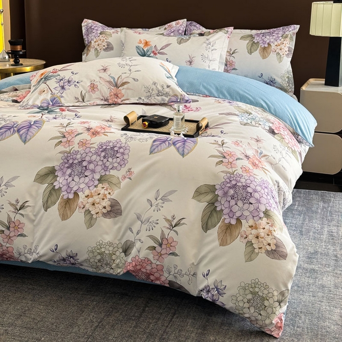 91家纺网 家纺一手货源 找家纺 桔禾家纺 2025新款田园花卉小清新直播加厚植物羊绒四件套高克重磨毛跨境四件套 大量现货 苏紫妮