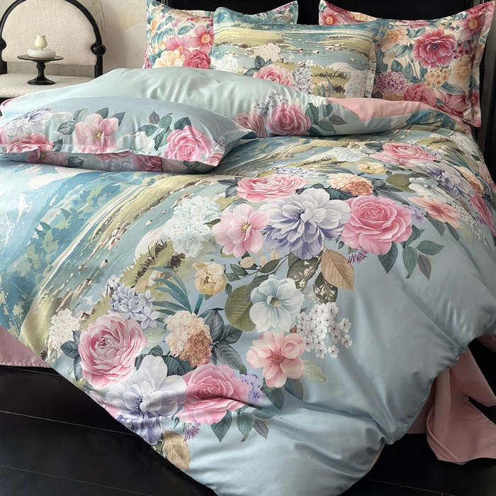 91家纺网 家纺一手货源 找家纺 桔禾家纺 2025新款田园花卉小清新直播加厚植物羊绒四件套高克重磨毛跨境四件套 大量现货 花团锦簇