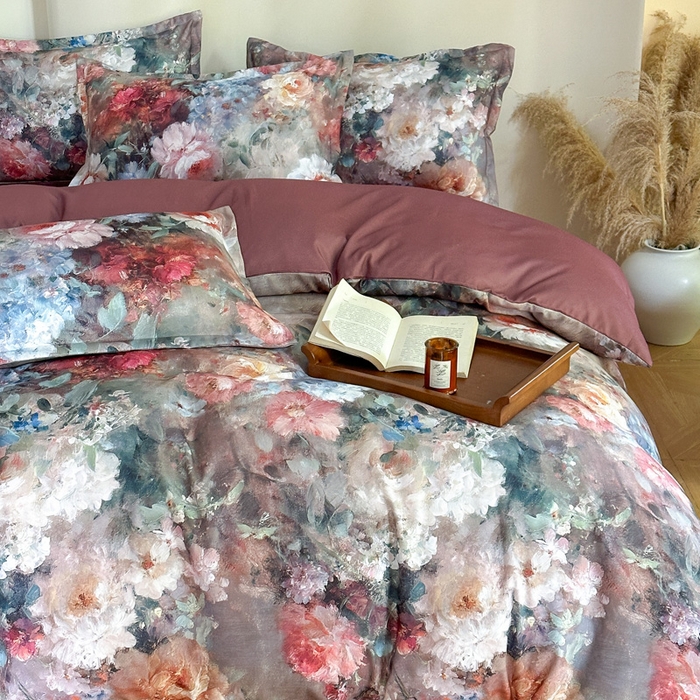 91家纺网 家纺一手货源 找家纺 桔禾家纺 2025新款田园花卉小清新直播加厚植物羊绒四件套高克重磨毛跨境四件套 大量现货 柏林花事