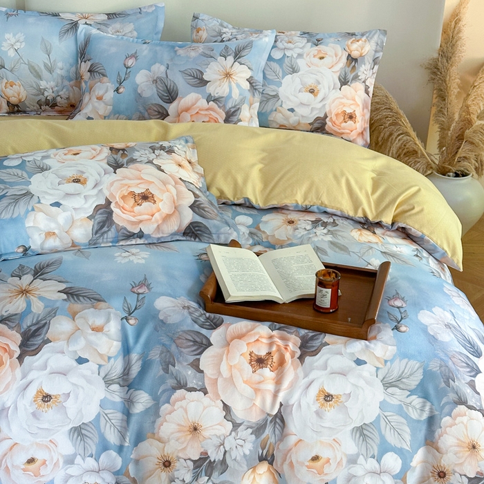 91家纺网 家纺一手货源 找家纺 桔禾家纺 2025新款田园花卉小清新直播加厚植物羊绒四件套高克重磨毛跨境四件套 大量现货 繁花海梦