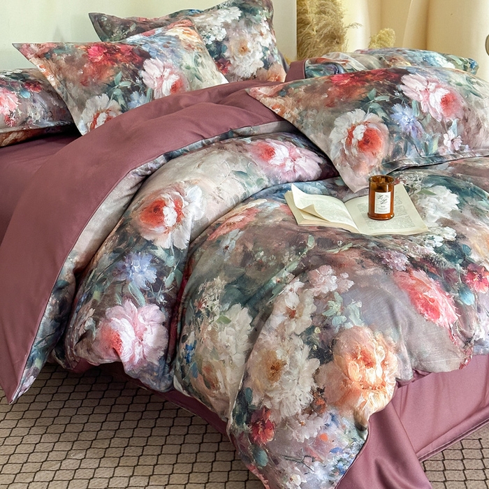 91家纺网 家纺一手货源 找家纺 桔禾家纺 2025新款田园花卉小清新直播加厚植物羊绒四件套高克重磨毛跨境四件套 大量现货 柏林花事