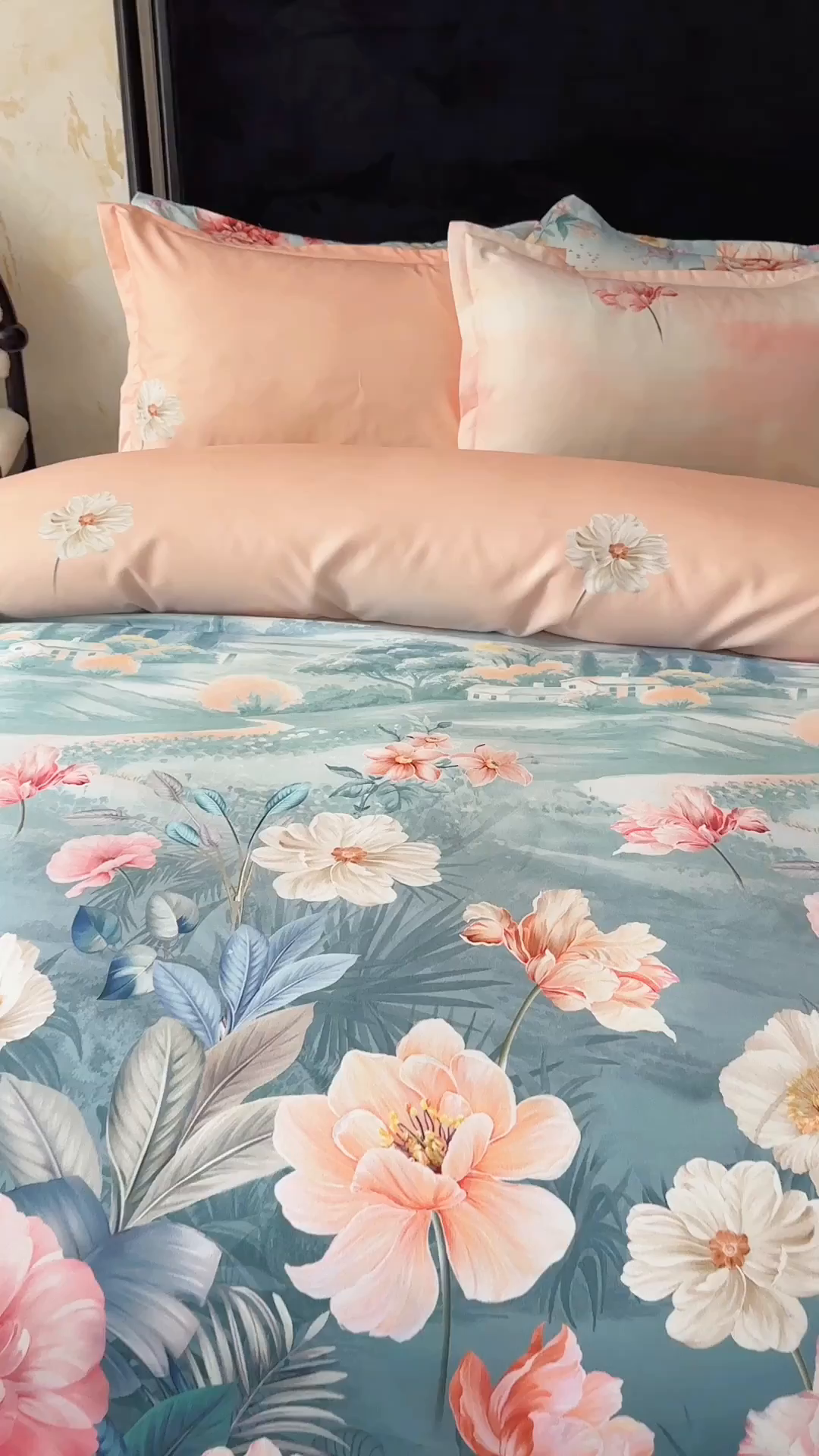 91家纺网 家纺一手货源 找家纺 桔禾家纺 2025新款田园花卉小清新直播加厚植物羊绒四件套高克重磨毛跨境四件套 大量现货 怡人花海