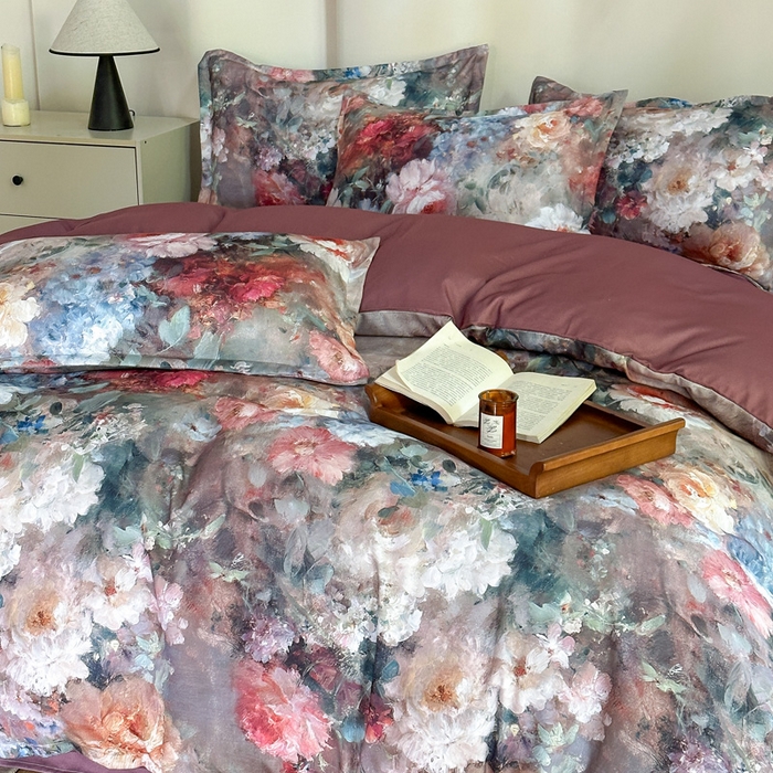 91家纺网 家纺一手货源 找家纺 桔禾家纺 2025新款田园花卉小清新直播加厚植物羊绒四件套高克重磨毛跨境四件套 大量现货 柏林花事