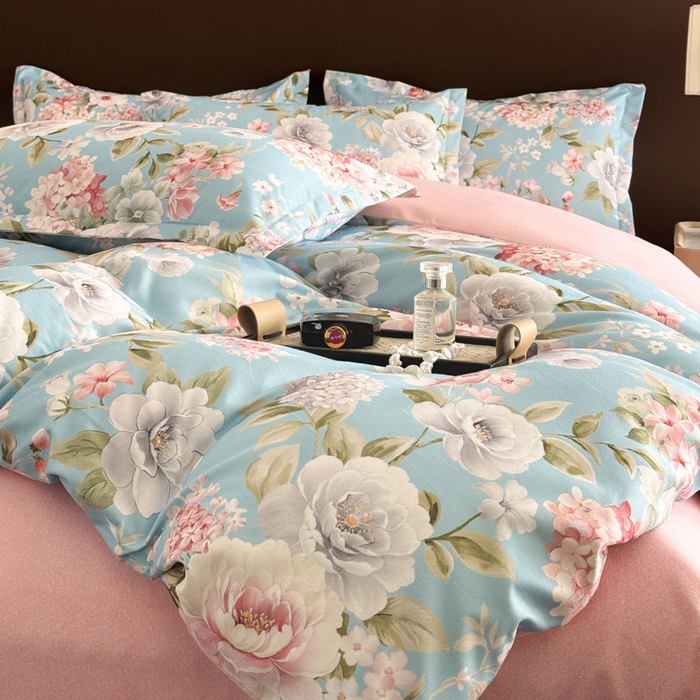 91家纺网 家纺一手货源 找家纺 桔禾家纺 2025新款田园花卉小清新直播加厚植物羊绒四件套高克重磨毛跨境四件套 大量现货 爱情花语