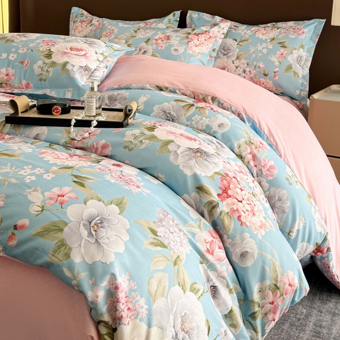 91家纺网 家纺一手货源 找家纺 桔禾家纺 2025新款田园花卉小清新直播加厚植物羊绒四件套高克重磨毛跨境四件套 大量现货 爱情花语