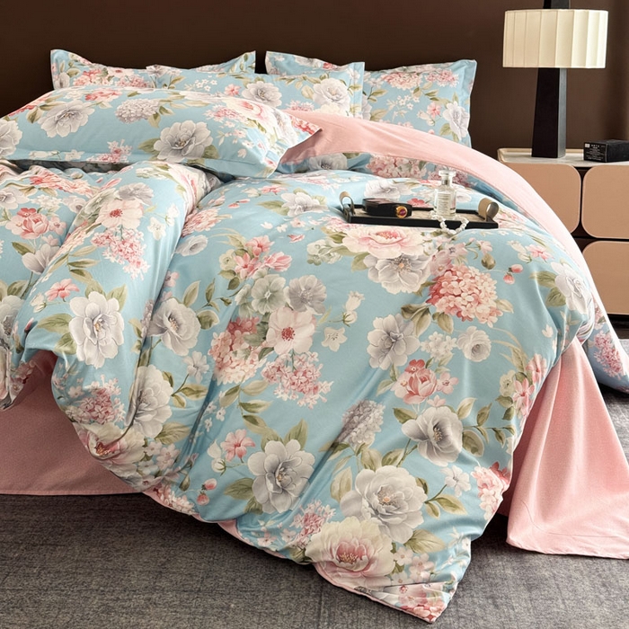 91家纺网 家纺一手货源 找家纺 桔禾家纺 2025新款田园花卉小清新直播加厚植物羊绒四件套高克重磨毛跨境四件套 大量现货 爱情花语