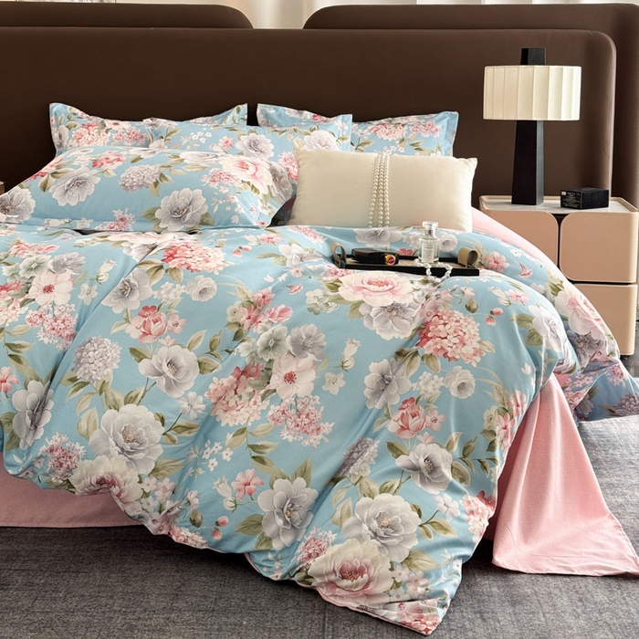 91家纺网 家纺一手货源 找家纺 桔禾家纺 2025新款田园花卉小清新直播加厚植物羊绒四件套高克重磨毛跨境四件套 大量现货 爱情花语