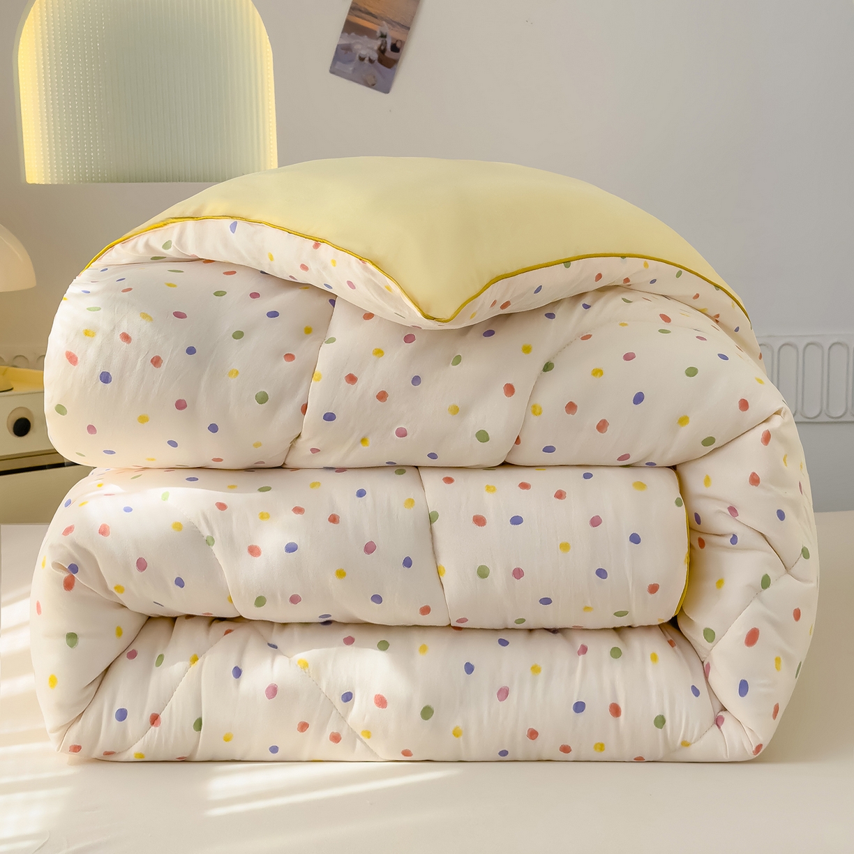 91家纺网 家纺一手货源 找家纺 （总）桔禾家纺 2025新款水洗双层纱纤维被春秋被冬被被芯