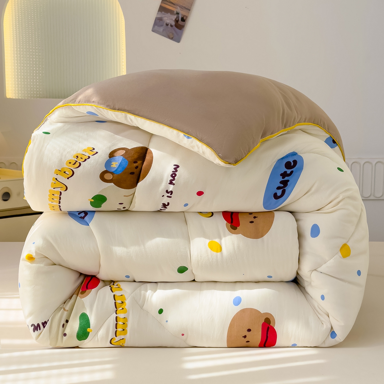 91家纺网 家纺一手货源 找家纺 （总）桔禾家纺 2025新款水洗双层纱纤维被春秋被冬被被芯