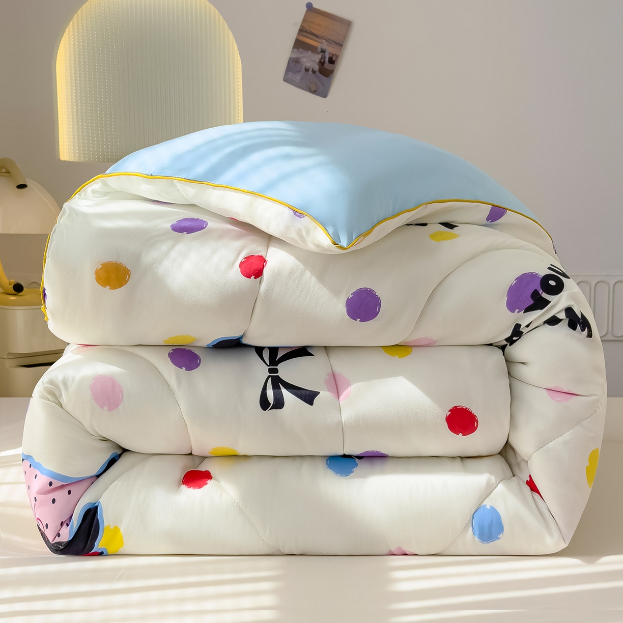 91家纺网 家纺一手货源 找家纺 （总）桔禾家纺 2025新款水洗双层纱纤维被春秋被冬被被芯