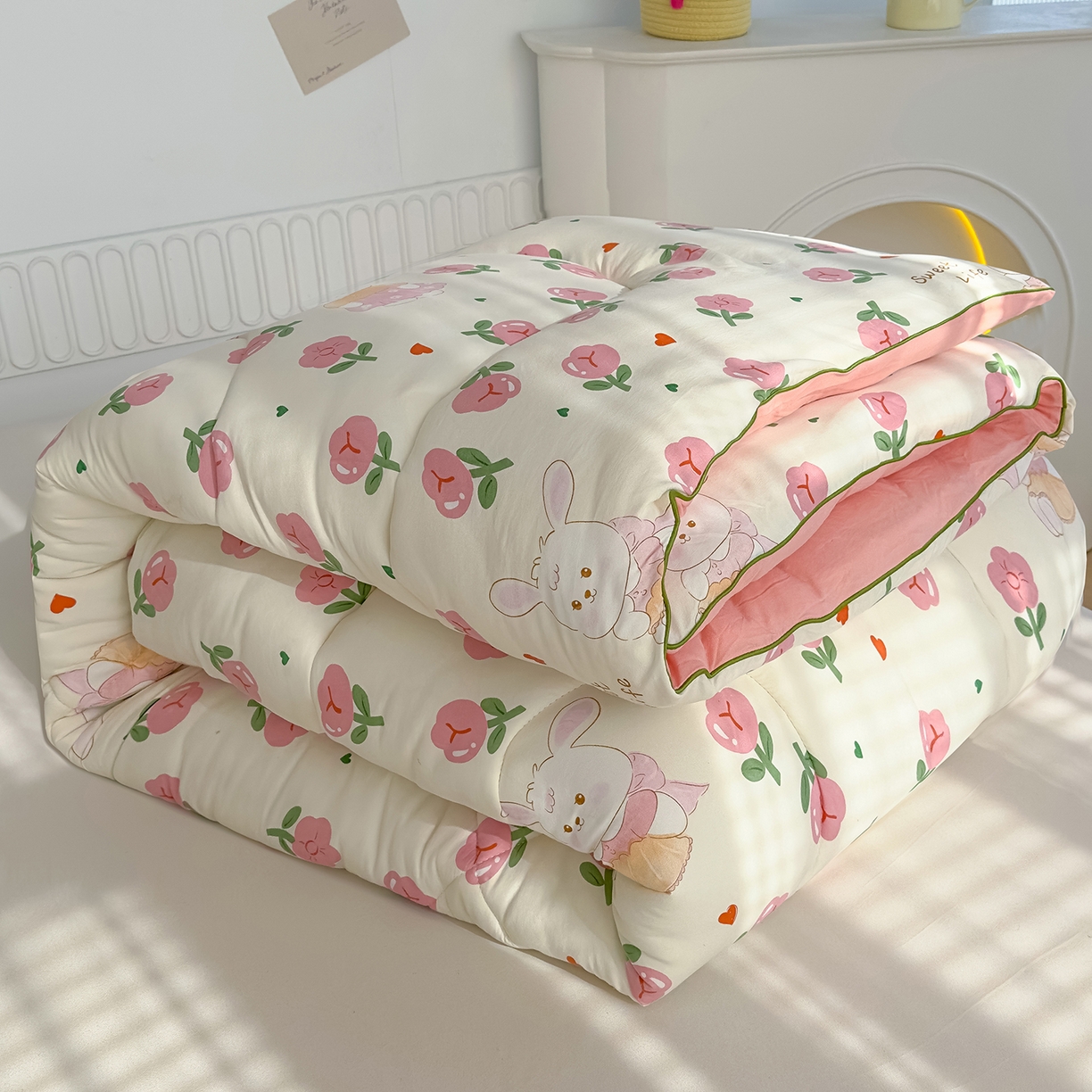 91家纺网 家纺一手货源 找家纺 （总）桔禾家纺 2025新款水洗双层纱纤维被春秋被冬被被芯