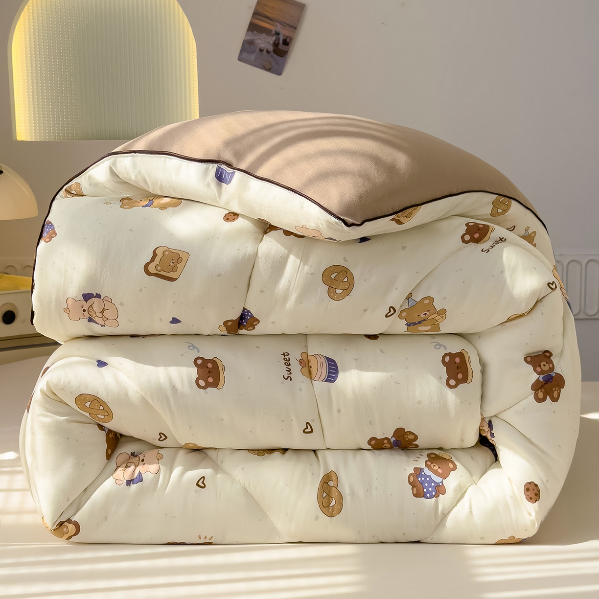 91家纺网 家纺一手货源 找家纺 （总）桔禾家纺 2025新款水洗双层纱纤维被春秋被冬被被芯