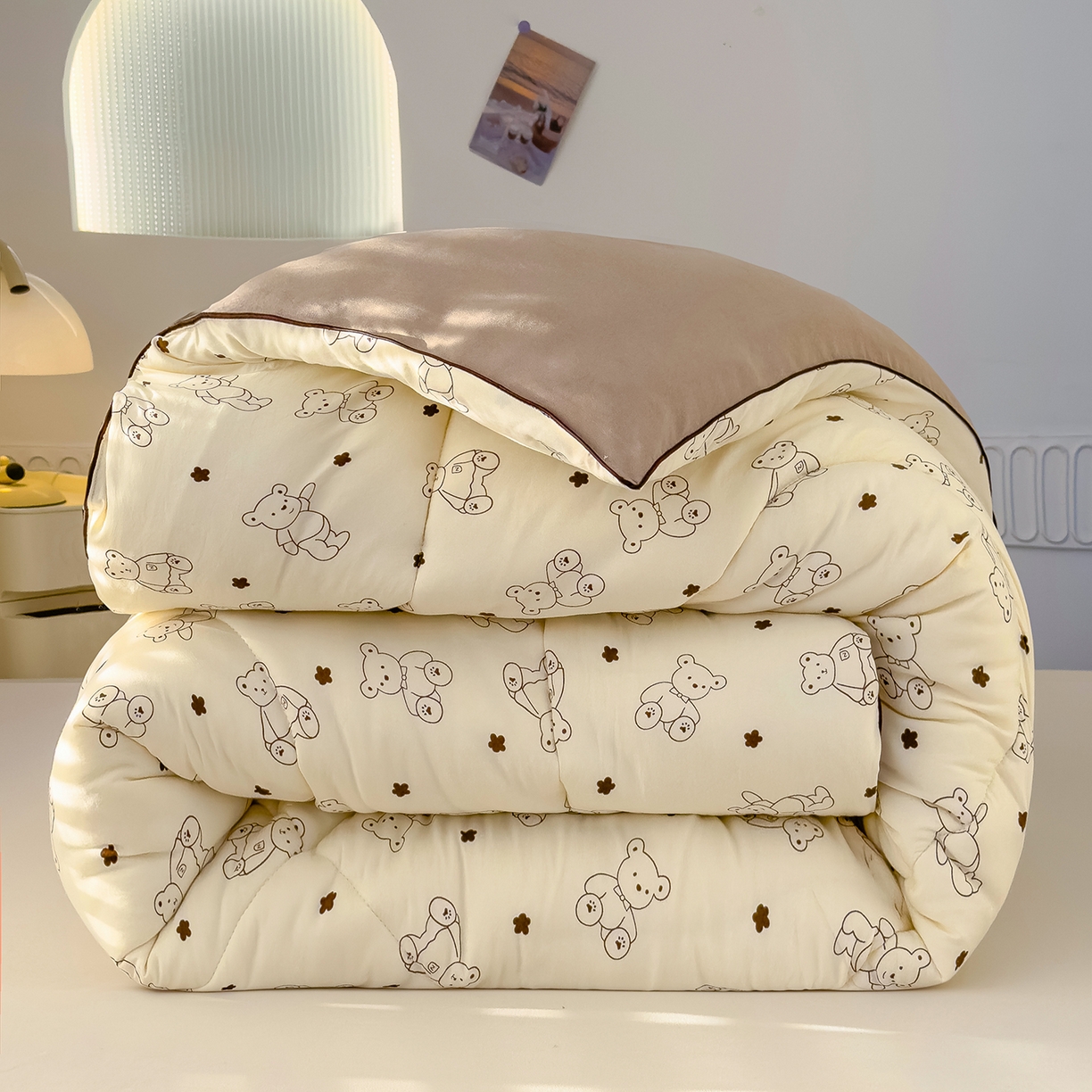 91家纺网 家纺一手货源 找家纺 （总）桔禾家纺 2025新款水洗双层纱纤维被春秋被冬被被芯