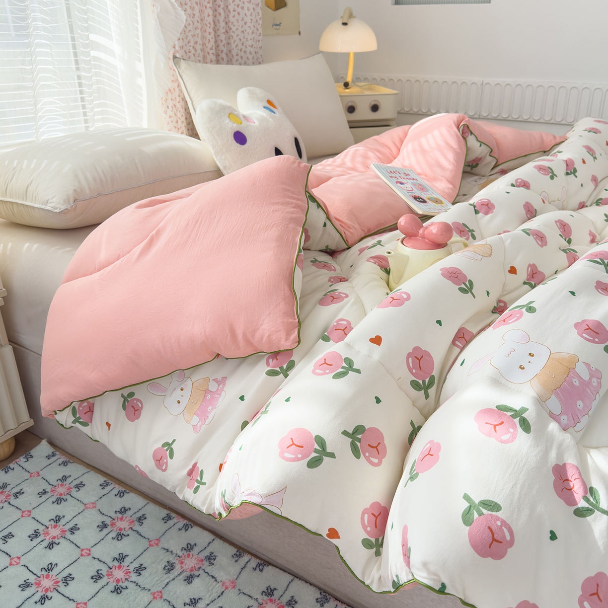 91家纺网 家纺一手货源 找家纺 （总）桔禾家纺 2025新款水洗双层纱纤维被春秋被冬被被芯