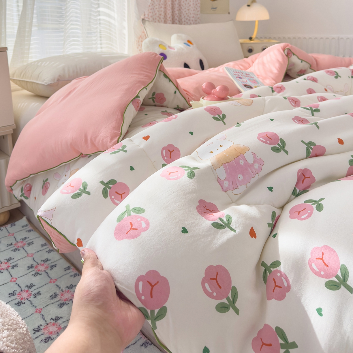 91家纺网 家纺一手货源 找家纺 （总）桔禾家纺 2025新款水洗双层纱纤维被春秋被冬被被芯