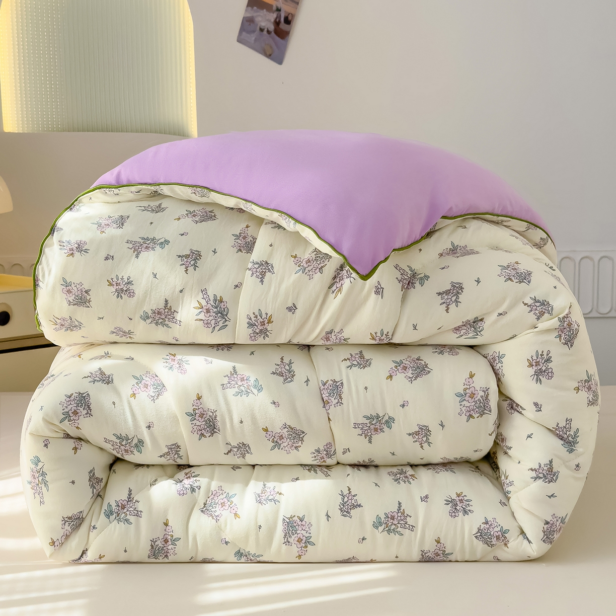 91家纺网 家纺一手货源 找家纺 （总）桔禾家纺 2025新款水洗双层纱纤维被春秋被冬被被芯