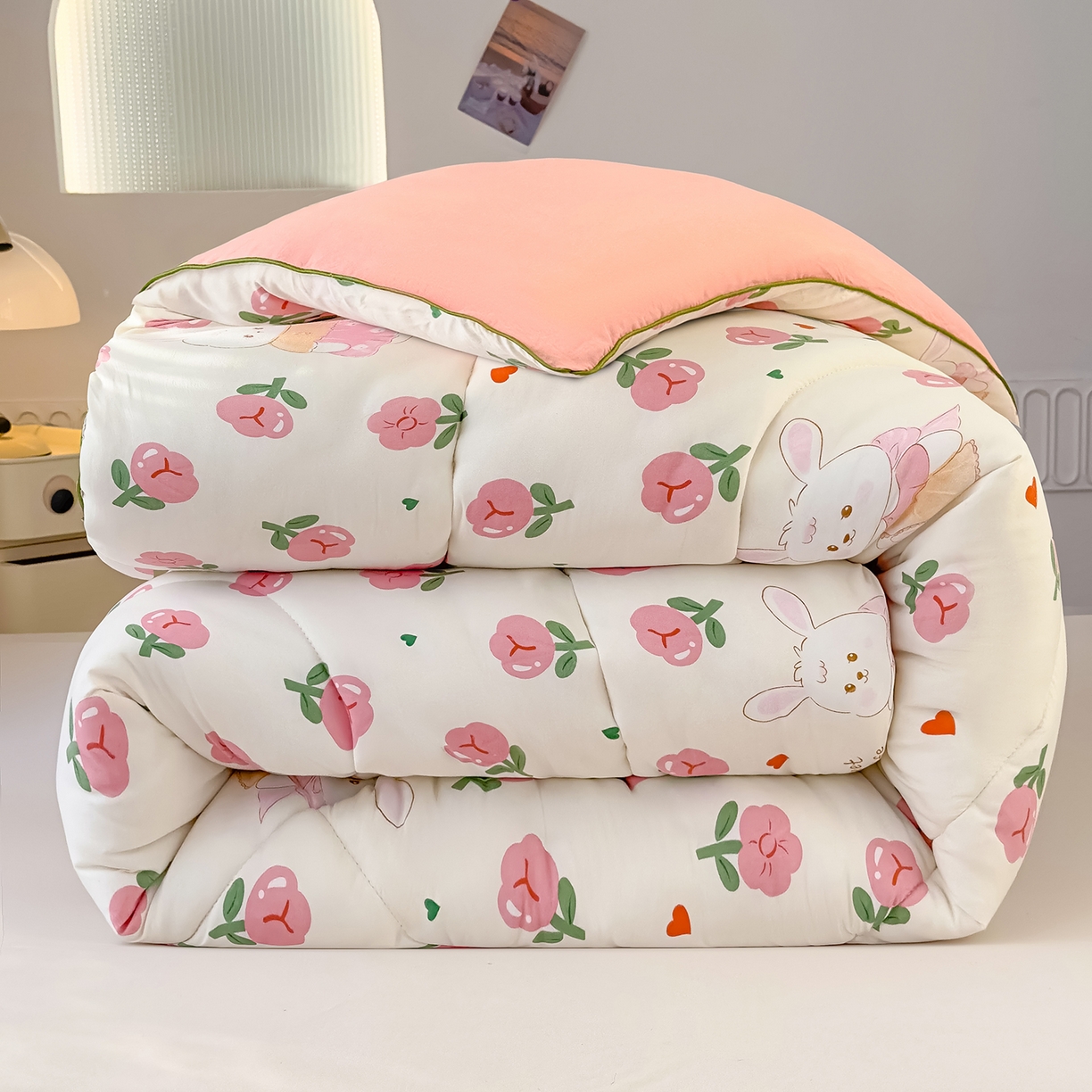 91家纺网 家纺一手货源 找家纺 （总）桔禾家纺 2025新款水洗双层纱纤维被春秋被冬被被芯