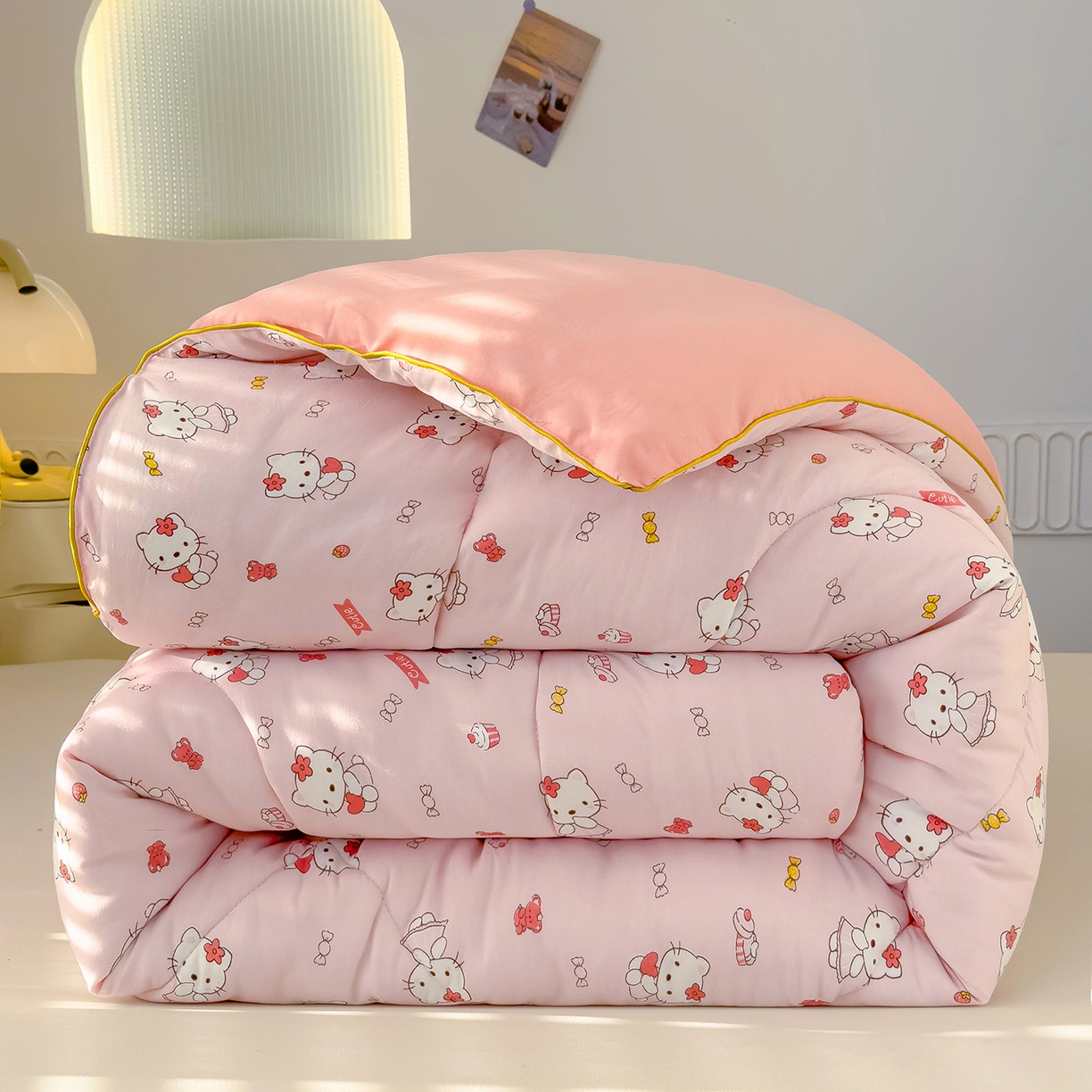 91家纺网 家纺一手货源 找家纺 （总）桔禾家纺 2025新款水洗双层纱纤维被春秋被冬被被芯