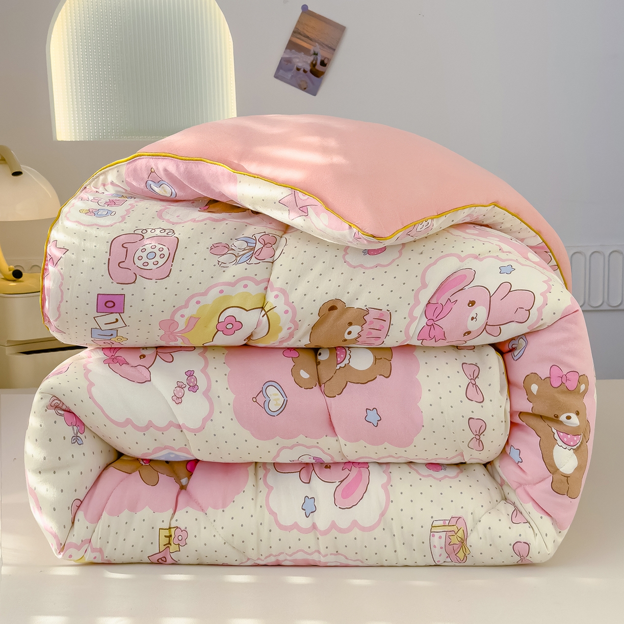 91家纺网 家纺一手货源 找家纺 （总）桔禾家纺 2025新款水洗双层纱纤维被春秋被冬被被芯