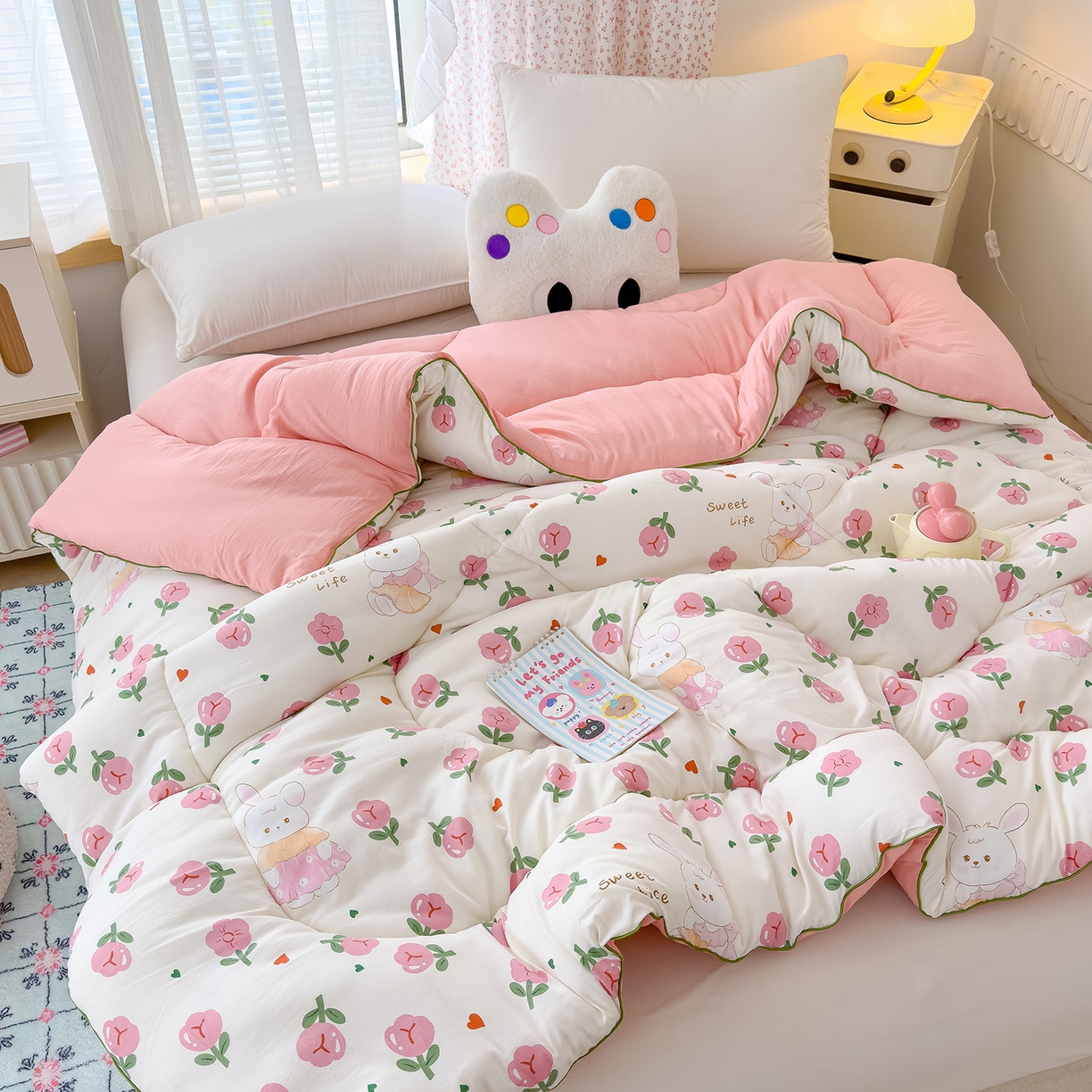 91家纺网 家纺一手货源 找家纺 （总）桔禾家纺 2025新款水洗双层纱纤维被春秋被冬被被芯