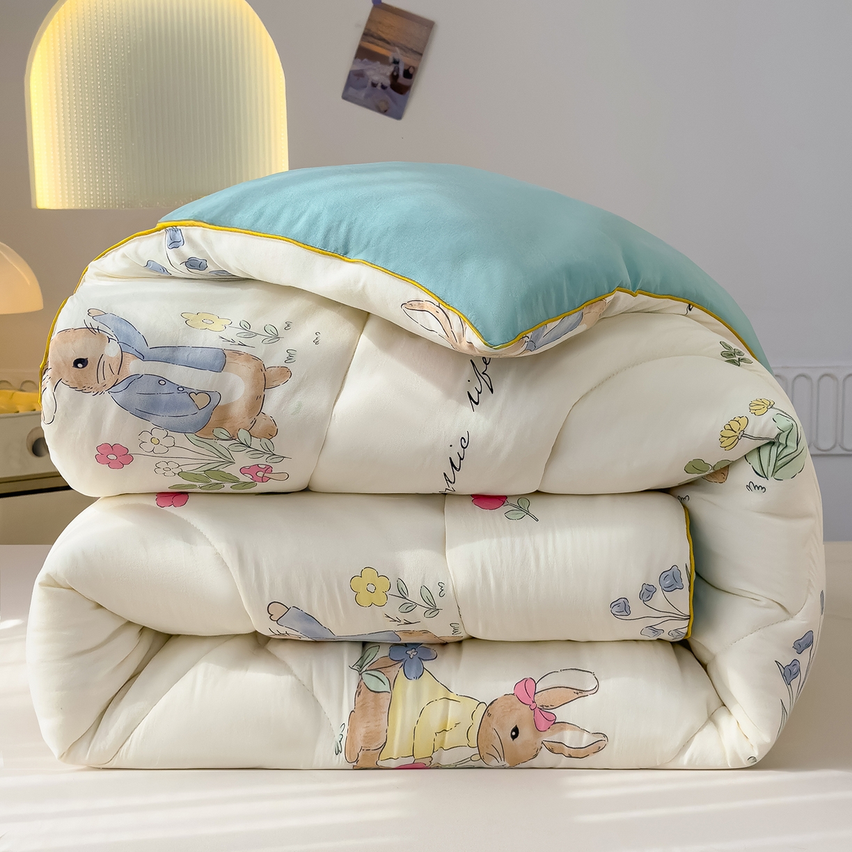 91家纺网 家纺一手货源 找家纺 （总）桔禾家纺 2025新款水洗双层纱纤维被春秋被冬被被芯