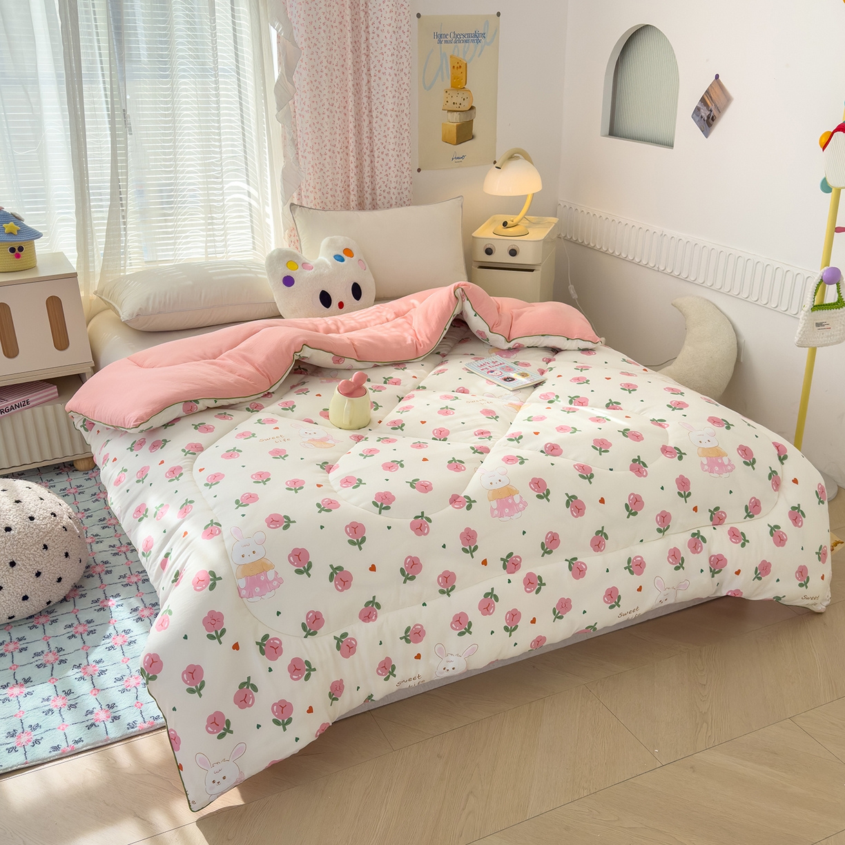 91家纺网 家纺一手货源 找家纺 （总）桔禾家纺 2025新款水洗双层纱纤维被春秋被冬被被芯