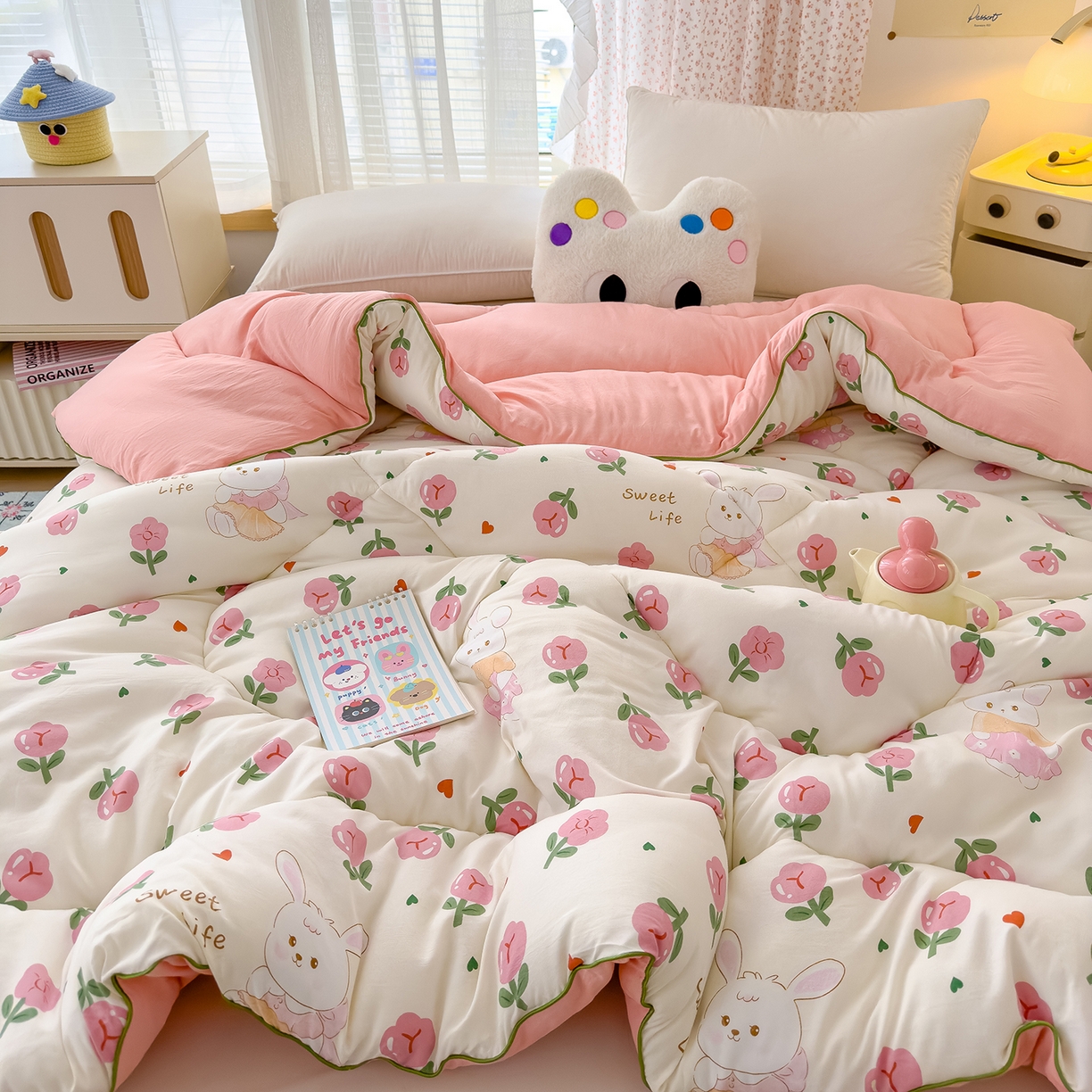 91家纺网 家纺一手货源 找家纺 （总）桔禾家纺 2025新款水洗双层纱纤维被春秋被冬被被芯