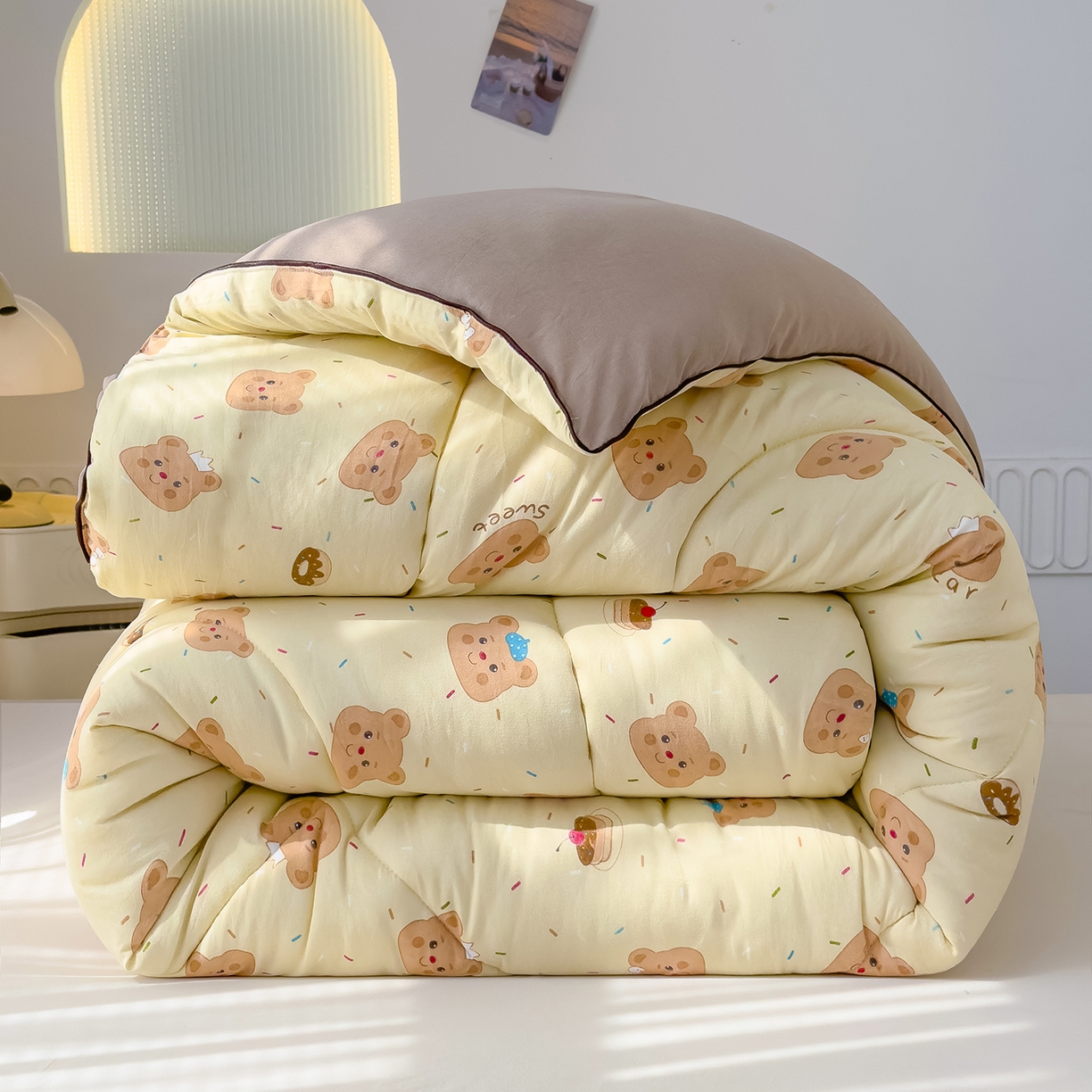 91家纺网 家纺一手货源 找家纺 （总）桔禾家纺 2025新款水洗双层纱纤维被春秋被冬被被芯