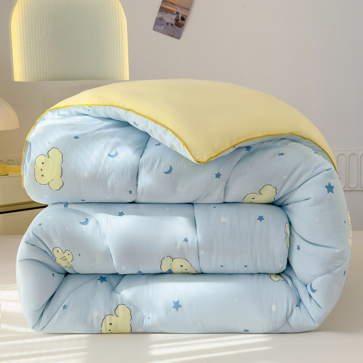 91家纺网 家纺一手货源 找家纺 （总）桔禾家纺 2025新款水洗双层纱纤维被春秋被冬被被芯