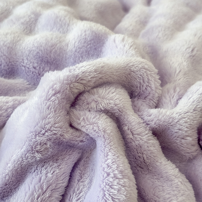 91家纺网 家纺一手货源 找家纺 宜派家纺 2025新款A类简约高克重泡泡兔毛绒四件套 泡泡-芋紫