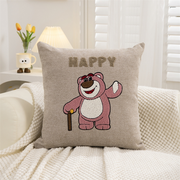 91家纺网 家纺一手货源 找家纺 仁宇枕业 2025新款新品情侣抱枕靠枕靠垫腰枕头枕腰靠枕头枕芯 亚麻动物园系列抱枕-灰色熊大大