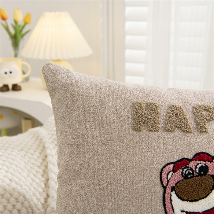91家纺网 家纺一手货源 找家纺 仁宇枕业 2025新款新品情侣抱枕靠枕靠垫腰枕头枕腰靠枕头枕芯 亚麻动物园系列抱枕-灰色熊大大
