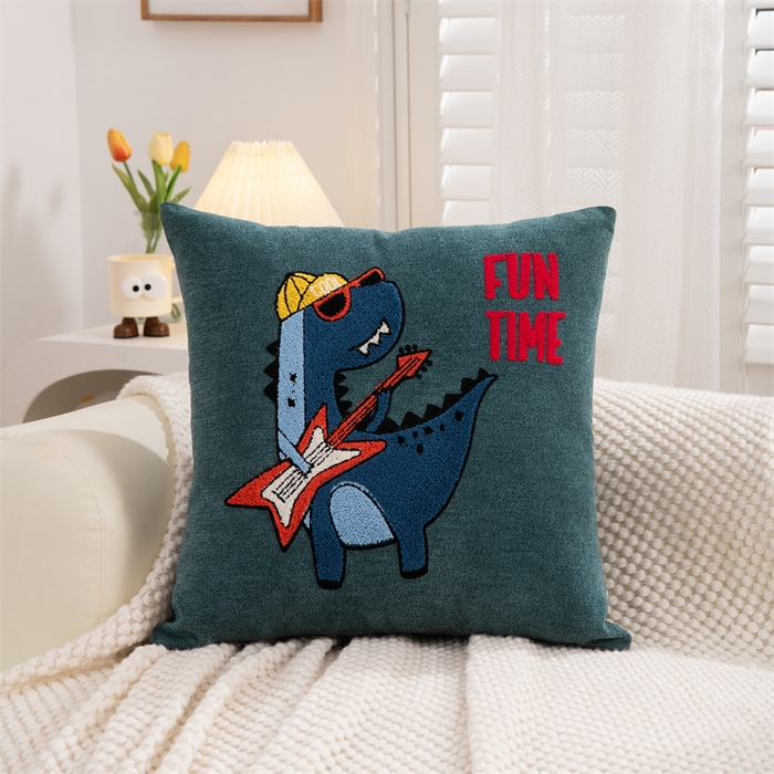 91家纺网 家纺一手货源 找家纺 仁宇枕业 2025新款新品情侣抱枕靠枕靠垫腰枕头枕腰靠枕头枕芯 亚麻动物园系列抱枕-深蓝色乐器龙