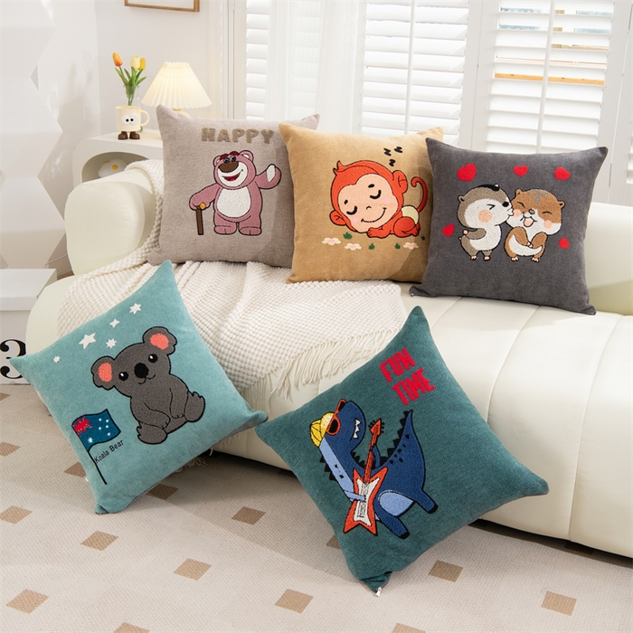 91家纺网 家纺一手货源 找家纺 仁宇枕业 2025新款新品情侣抱枕靠枕靠垫腰枕头枕腰靠枕头枕芯 亚麻动物园系列抱枕-组合图