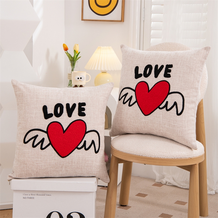 91家纺网 家纺一手货源 找家纺 仁宇枕业 2025新款新品情侣抱枕靠枕靠垫腰枕头枕腰靠枕头枕芯 亚麻不离不弃抱枕系列-爱心翅膀