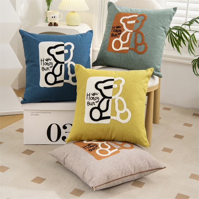 91家纺网 家纺一手货源 找家纺 仁宇枕业 2025新款新品情侣抱枕靠枕靠垫腰枕头枕腰靠枕头枕芯 亚麻打坐熊系列抱枕-组合图