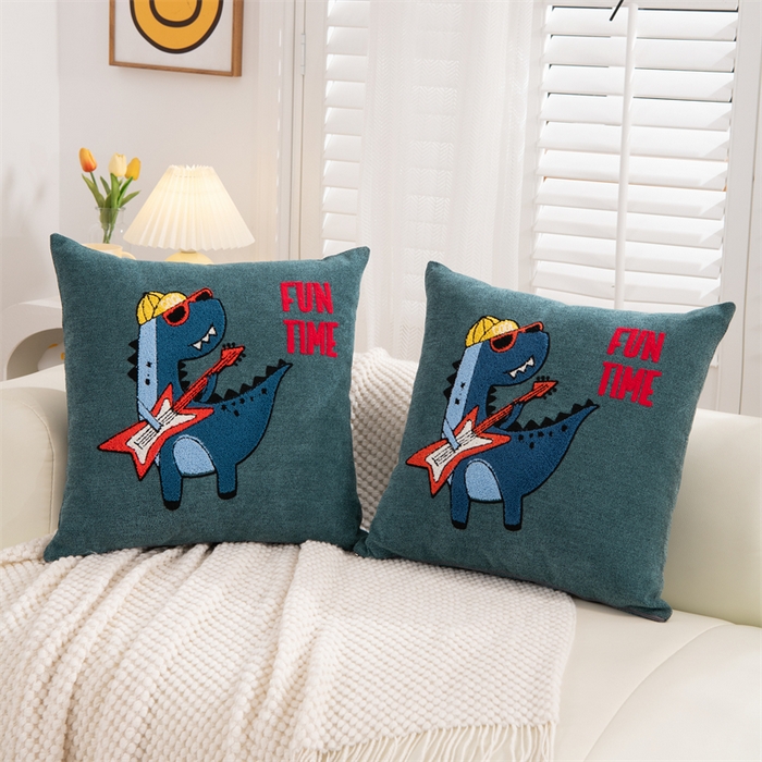 91家纺网 家纺一手货源 找家纺 仁宇枕业 2025新款新品情侣抱枕靠枕靠垫腰枕头枕腰靠枕头枕芯 亚麻动物园系列抱枕-深蓝色乐器龙