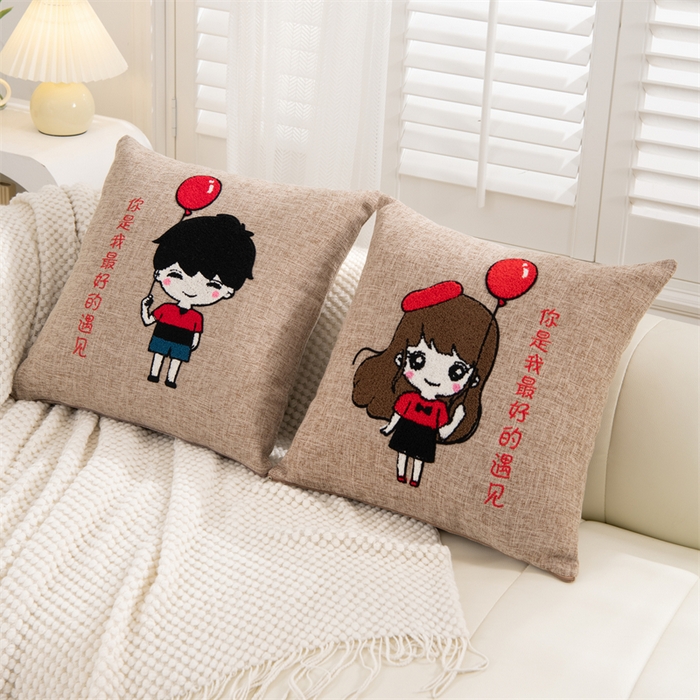 91家纺网 家纺一手货源 找家纺 仁宇枕业 2025新款新品情侣抱枕靠枕靠垫腰枕头枕腰靠枕头枕芯 亚麻耳机男孩系列-气球少年