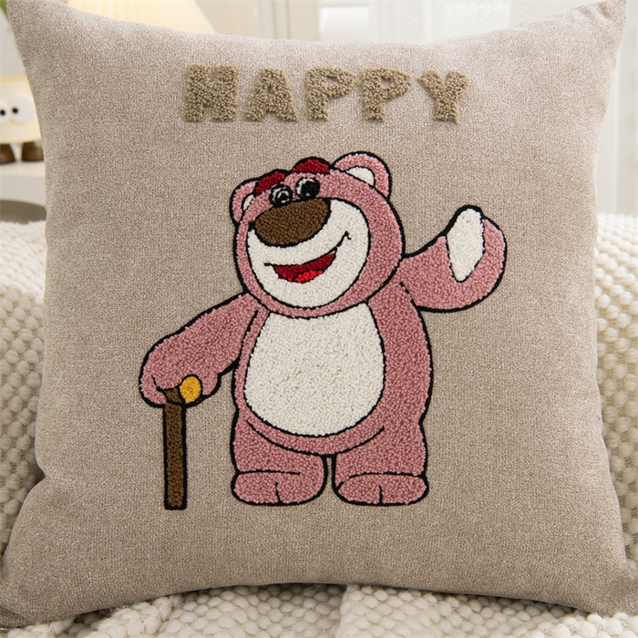 91家纺网 家纺一手货源 找家纺 仁宇枕业 2025新款新品情侣抱枕靠枕靠垫腰枕头枕腰靠枕头枕芯 亚麻动物园系列抱枕-灰色熊大大