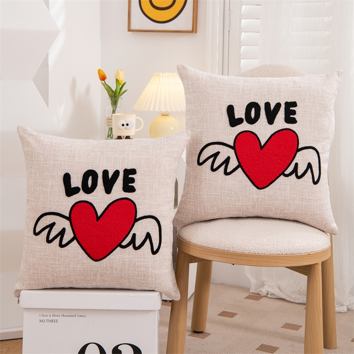 91家纺网 家纺一手货源 找家纺 仁宇枕业 2025新款新品情侣抱枕靠枕靠垫腰枕头枕腰靠枕头枕芯 亚麻不离不弃抱枕系列-爱心翅膀