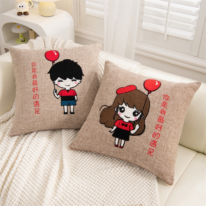 91家纺网 家纺一手货源 找家纺 仁宇枕业 2025新款新品情侣抱枕靠枕靠垫腰枕头枕腰靠枕头枕芯 亚麻耳机男孩系列-气球少年