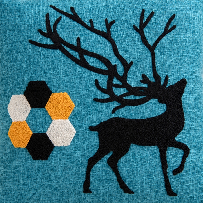 91家纺网 家纺一手货源 找家纺 仁宇枕业 2025新款新品情侣抱枕靠枕靠垫腰枕头枕腰靠枕头枕芯 亚麻一鹿有你系列抱枕-墨绿色