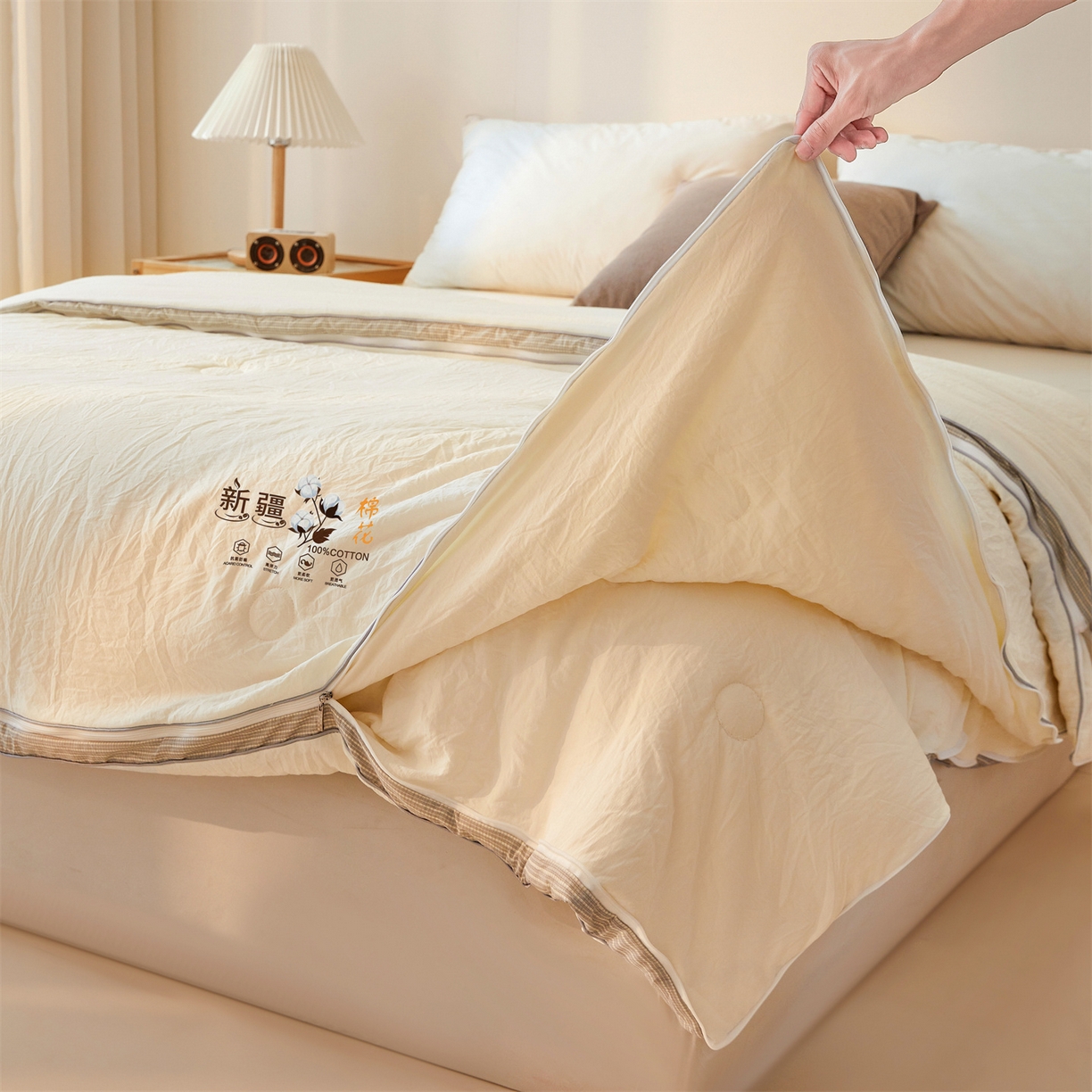 91家纺网 家纺一手货源 找家纺 （总）易博家纺 2025新款A类水洗棉新疆棉花被立体边子母被冬被春秋被被子被芯